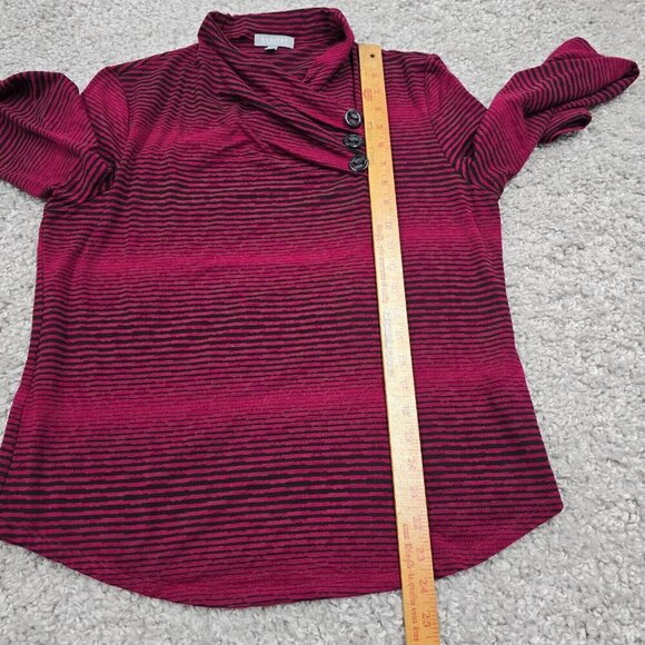 Habitat Women Top Size Medium Pink Black Striped Cowl Neck Long Sleeve Stretch‎ - Picture 9 of 11